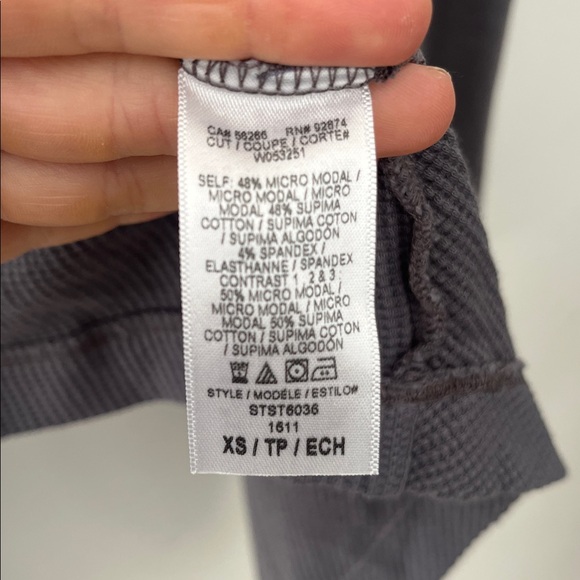 Splendid Charcoal Knit open cardigan Hoodie waffle with pockets sz XS oversized - Picture 3 of 7